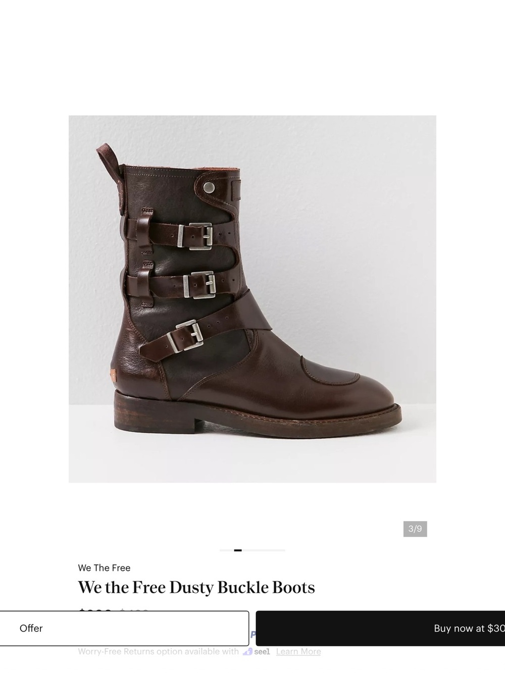 We The Free Dusty Brown Triple Buckle Lace-Up Boots 8.5